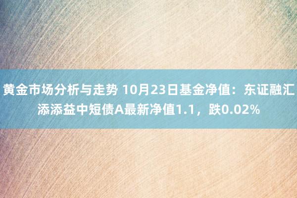 黄金市场分析与走势 10月23日基金净值：东证融汇添添益中短债A最新净值1.1，跌0.02%