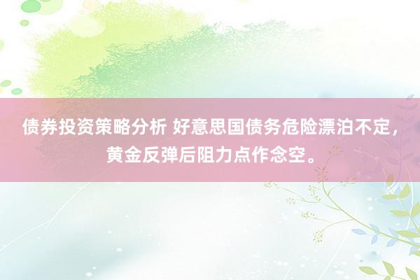 债券投资策略分析 好意思国债务危险漂泊不定，黄金反弹后阻力点作念空。