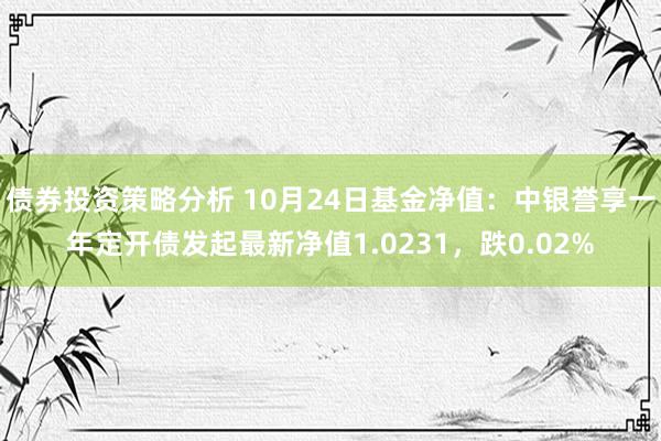 债券投资策略分析 10月24日基金净值：中银誉享一年定开债发起最新净值1.0231，跌0.02%