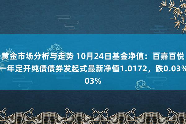 黄金市场分析与走势 10月24日基金净值：百嘉百悦一年定开纯债债券发起式最新净值1.0172，跌0.03%