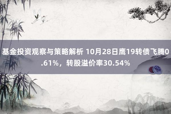 基金投资观察与策略解析 10月28日鹰19转债飞腾0.61%，转股溢价率30.54%