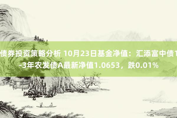 债券投资策略分析 10月23日基金净值：汇添富中债1-3年农发债A最新净值1.0653，跌0.01%