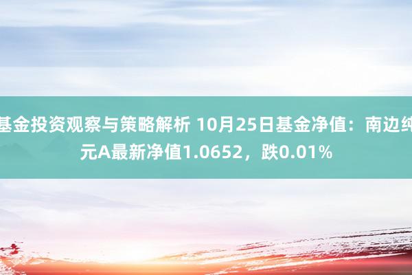 基金投资观察与策略解析 10月25日基金净值：南边纯元A最新净值1.0652，跌0.01%