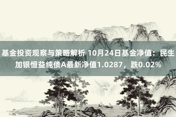 基金投资观察与策略解析 10月24日基金净值：民生加银恒益纯债A最新净值1.0287，跌0.02%