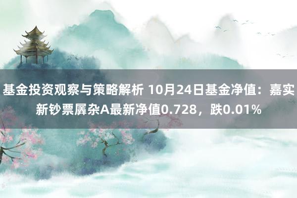 基金投资观察与策略解析 10月24日基金净值：嘉实新钞票羼杂A最新净值0.728，跌0.01%