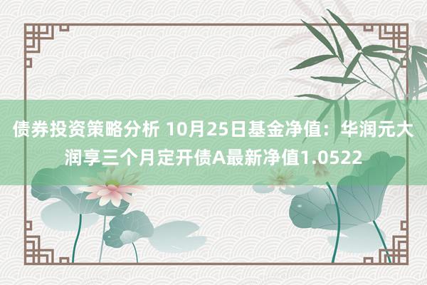 债券投资策略分析 10月25日基金净值：华润元大润享三个月定开债A最新净值1.0522