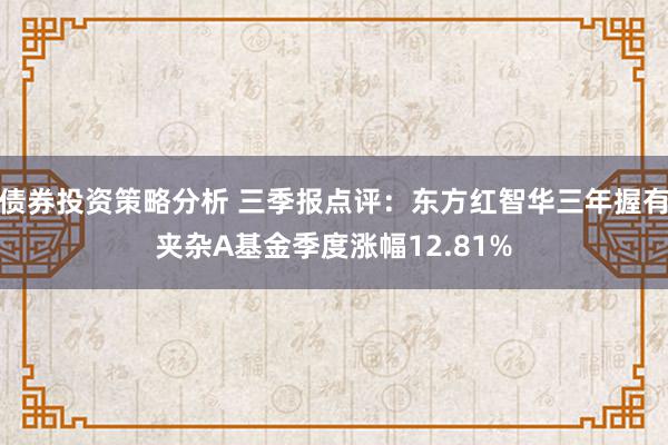 债券投资策略分析 三季报点评：东方红智华三年握有夹杂A基金季度涨幅12.81%