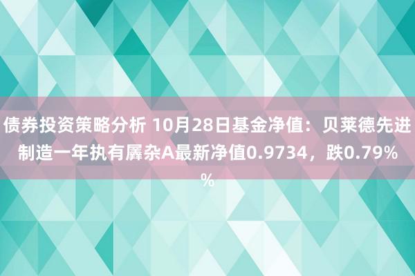 债券投资策略分析 10月28日基金净值：贝莱德先进制造一年执有羼杂A最新净值0.9734，跌0.79%