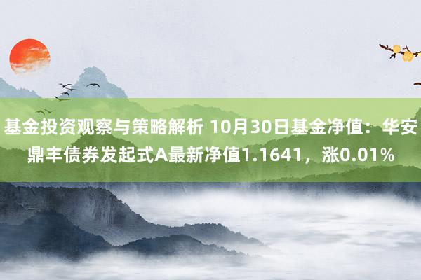 基金投资观察与策略解析 10月30日基金净值：华安鼎丰债券发起式A最新净值1.1641，涨0.01%