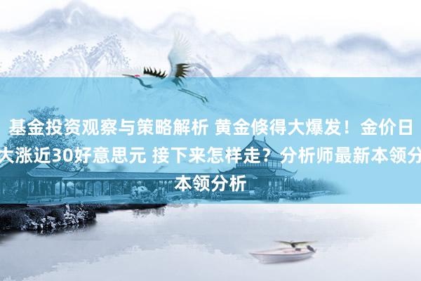 基金投资观察与策略解析 黄金倏得大爆发！金价日内大涨近30好意思元 接下来怎样走？分析师最新本领分析