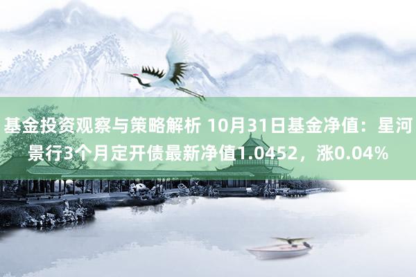 基金投资观察与策略解析 10月31日基金净值：星河景行3个月定开债最新净值1.0452，涨0.04%