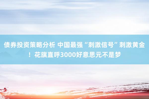 债券投资策略分析 中国最强“刺激信号”刺激黄金！花旗直呼3000好意思元不是梦