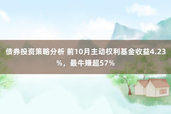 债券投资策略分析 前10月主动权利基金收益4.23%，最牛赚超57%