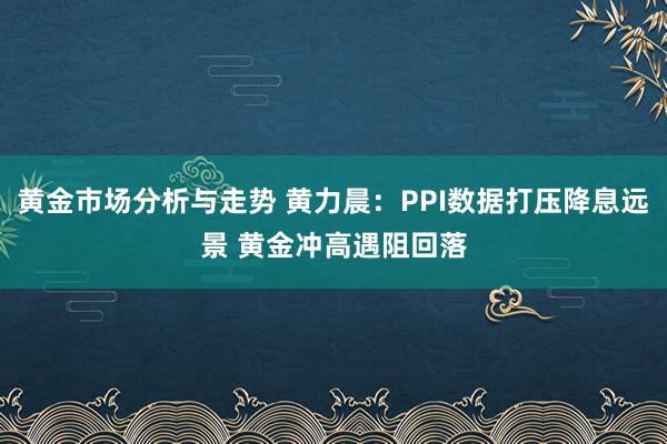 黄金市场分析与走势 黄力晨：PPI数据打压降息远景 黄金冲高遇阻回落