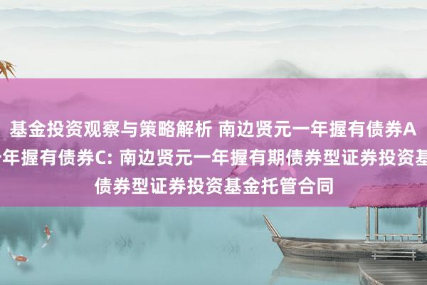 基金投资观察与策略解析 南边贤元一年握有债券A,南边贤元一年握有债券C: 南边贤元一年握有期债券型证券投资基金托管合同