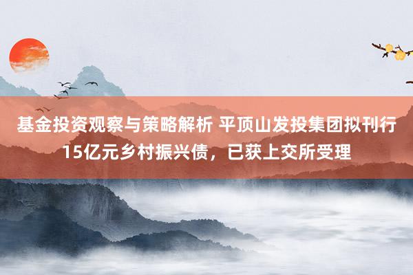 基金投资观察与策略解析 平顶山发投集团拟刊行15亿元乡村振兴债，已获上交所受理