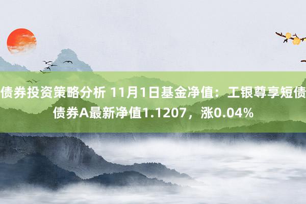 债券投资策略分析 11月1日基金净值：工银尊享短债债券A最新净值1.1207，涨0.04%