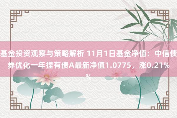 基金投资观察与策略解析 11月1日基金净值：中信债券优化一年捏有债A最新净值1.0775，涨0.21%