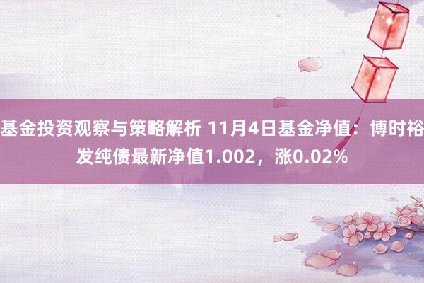 基金投资观察与策略解析 11月4日基金净值：博时裕发纯债最新净值1.002，涨0.02%