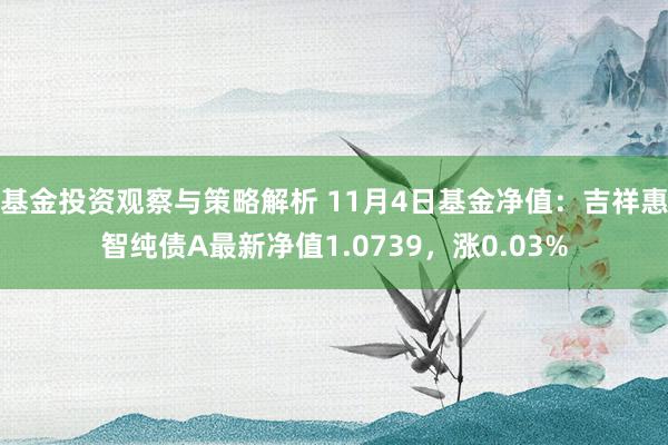 基金投资观察与策略解析 11月4日基金净值：吉祥惠智纯债A最新净值1.0739，涨0.03%