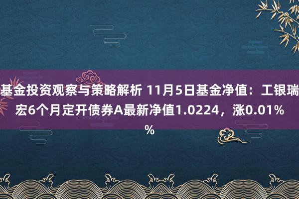 基金投资观察与策略解析 11月5日基金净值：工银瑞宏6个月定开债券A最新净值1.0224，涨0.01%