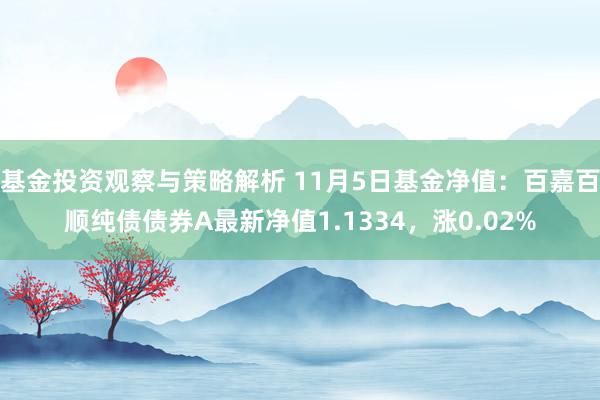 基金投资观察与策略解析 11月5日基金净值：百嘉百顺纯债债券A最新净值1.1334，涨0.02%