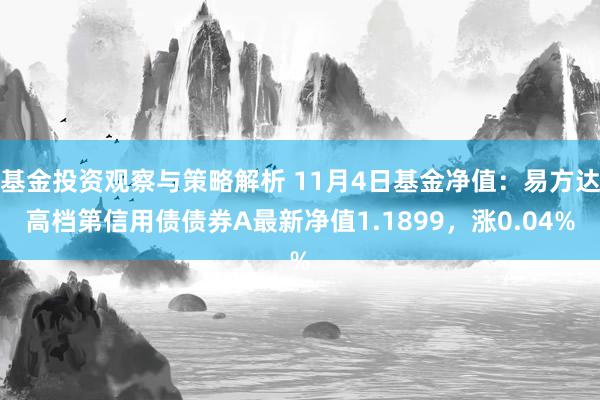 基金投资观察与策略解析 11月4日基金净值：易方达高档第信用债债券A最新净值1.1899，涨0.04%