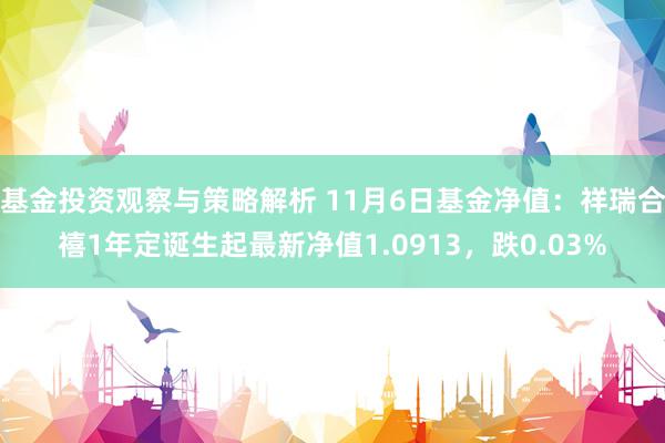 基金投资观察与策略解析 11月6日基金净值：祥瑞合禧1年定诞生起最新净值1.0913，跌0.03%