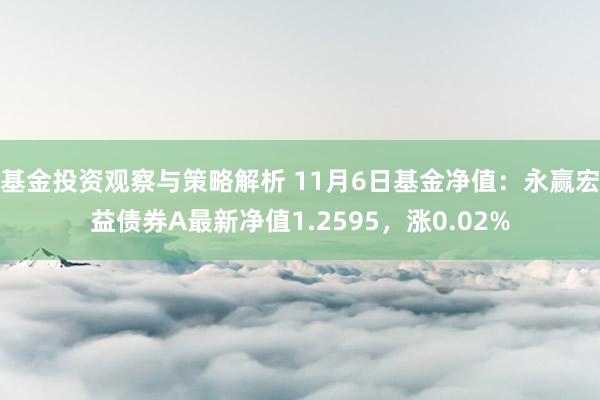 基金投资观察与策略解析 11月6日基金净值：永赢宏益债券A最新净值1.2595，涨0.02%