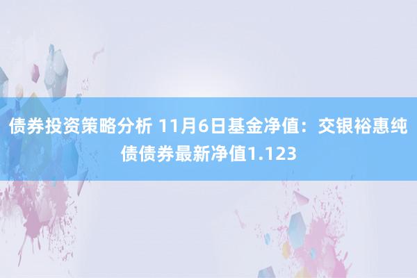 债券投资策略分析 11月6日基金净值：交银裕惠纯债债券最新净值1.123