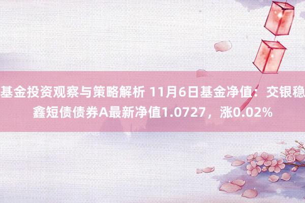 基金投资观察与策略解析 11月6日基金净值：交银稳鑫短债债券A最新净值1.0727，涨0.02%