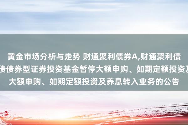 黄金市场分析与走势 财通聚利债券A,财通聚利债券C: 对于财通聚利纯债债券型证券投资基金暂停大额申购、如期定额投资及养息转入业务的公告