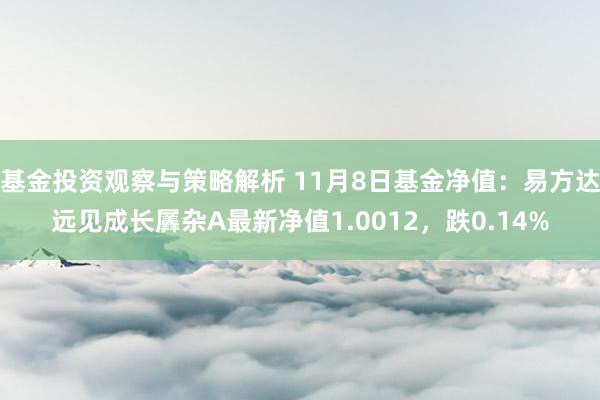 基金投资观察与策略解析 11月8日基金净值：易方达远见成长羼杂A最新净值1.0012，跌0.14%