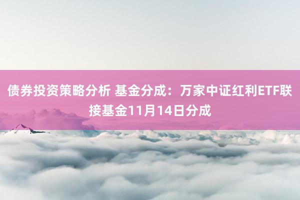 债券投资策略分析 基金分成：万家中证红利ETF联接基金11月14日分成