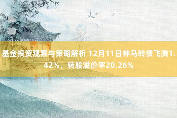 基金投资观察与策略解析 12月11日神马转债飞腾1.42%，转股溢价率20.26%