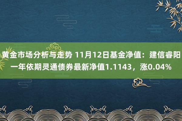 黄金市场分析与走势 11月12日基金净值：建信睿阳一年依期灵通债券最新净值1.1143，涨0.04%