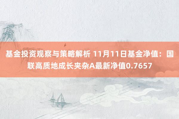 基金投资观察与策略解析 11月11日基金净值：国联高质地成长夹杂A最新净值0.7657