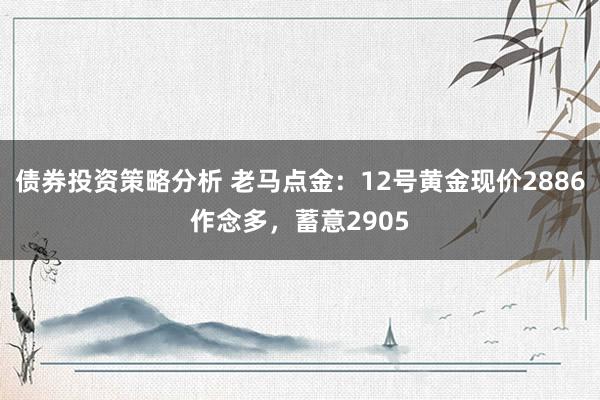 债券投资策略分析 老马点金：12号黄金现价2886作念多，蓄意2905