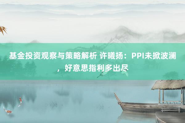 基金投资观察与策略解析 许曦扬：PPI未掀波澜，好意思指利多出尽