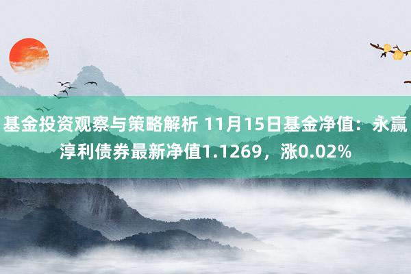 基金投资观察与策略解析 11月15日基金净值：永赢淳利债券最新净值1.1269，涨0.02%