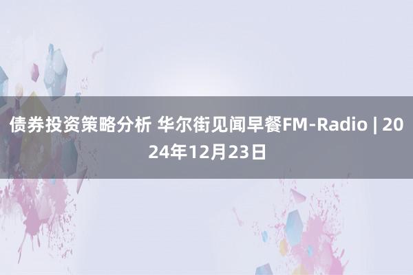 债券投资策略分析 华尔街见闻早餐FM-Radio | 2024年12月23日