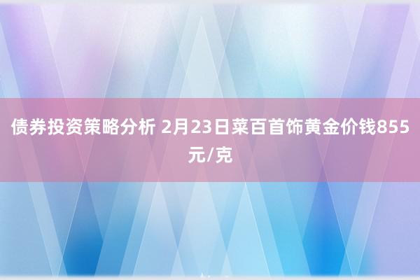 债券投资策略分析 2月23日菜百首饰黄金价钱855元/克