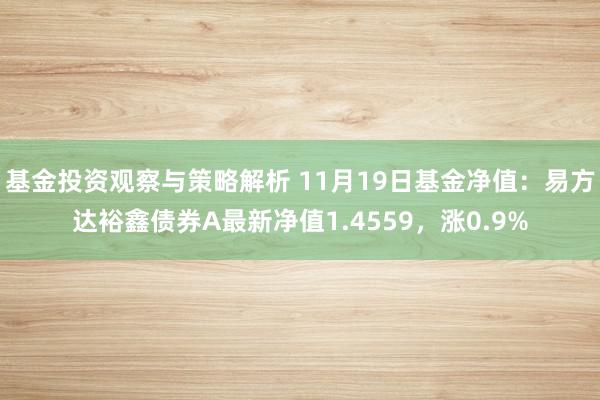 基金投资观察与策略解析 11月19日基金净值：易方达裕鑫债券A最新净值1.4559，涨0.9%