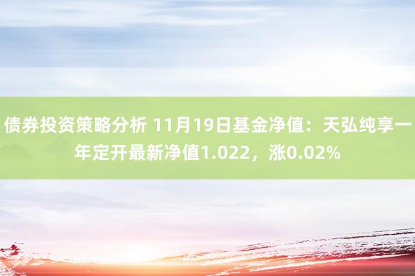 债券投资策略分析 11月19日基金净值：天弘纯享一年定开最新净值1.022，涨0.02%