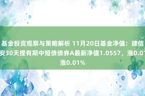 基金投资观察与策略解析 11月20日基金净值：建信宁安30天捏有期中短债债券A最新净值1.0557，涨0.01%