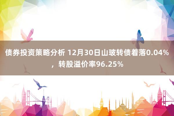 债券投资策略分析 12月30日山玻转债着落0.04%，转股溢价率96.25%