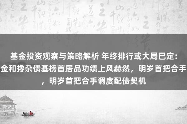 基金投资观察与策略解析 年终排行或大局已定：中始终纯债基金和搀杂债基榜首居品功绩上风赫然，明岁首把合手调度配债契机