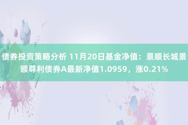 债券投资策略分析 11月20日基金净值：景顺长城景颐尊利债券A最新净值1.0959，涨0.21%