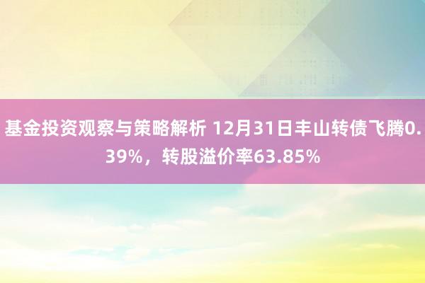 基金投资观察与策略解析 12月31日丰山转债飞腾0.39%，转股溢价率63.85%