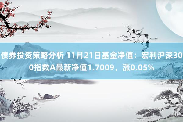 债券投资策略分析 11月21日基金净值：宏利沪深300指数A最新净值1.7009，涨0.05%